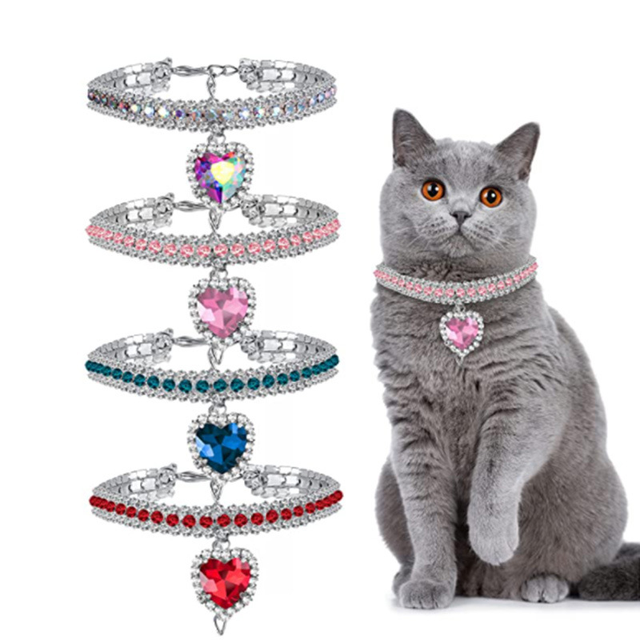 Heritage Leather: Crystal Studded Premium Pet Necklace
