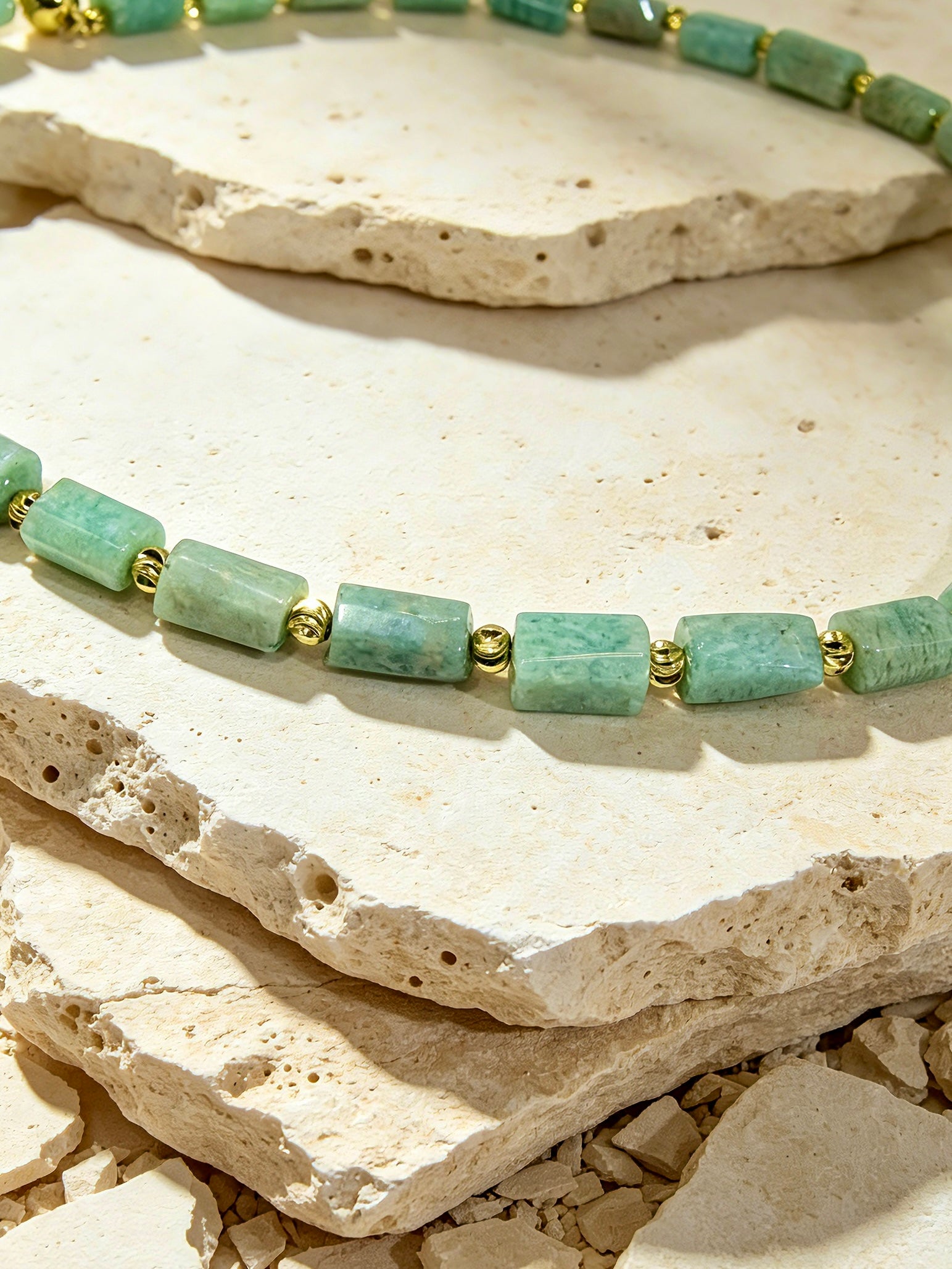 Muttu Amazonite Pet Crystal Necklace - Amazonite Crystal Pet Jewelry Close Up
