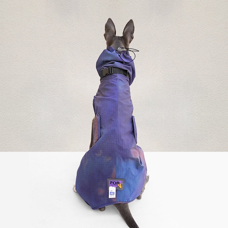 Muttu Windproof Sighthound Jacket - Italian Greyhound Wearing Purple Outdoor Dog Coat
