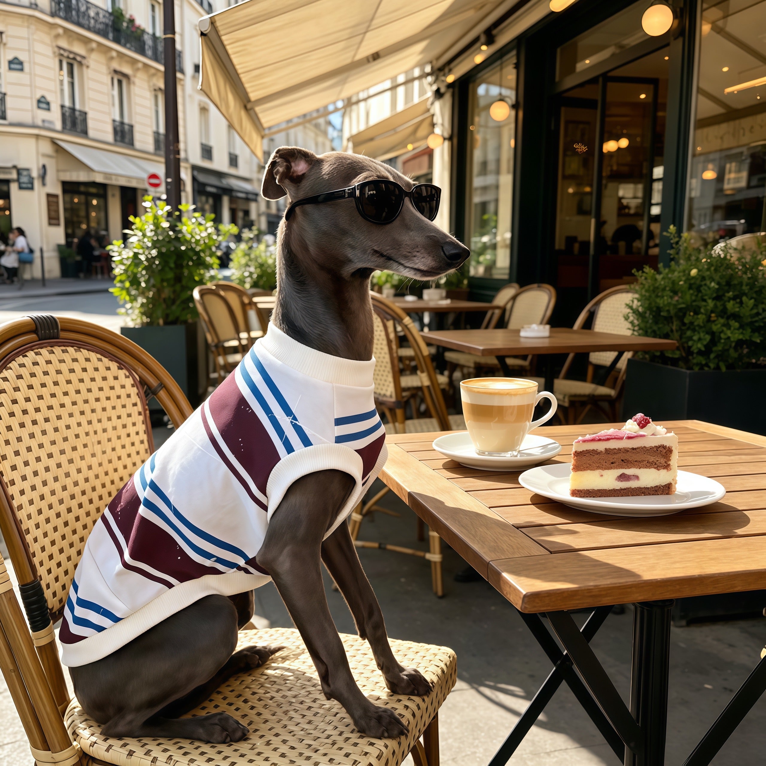 Muttu Striped Pet Dog Sweater - Cozy Striped Dog Clothing Close Up