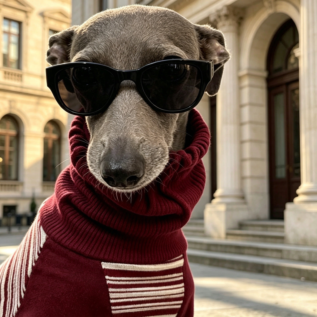 Muttu Greyhound Turtleneck Knit Sweater - Knit Turtleneck Dog Sweater Close Up