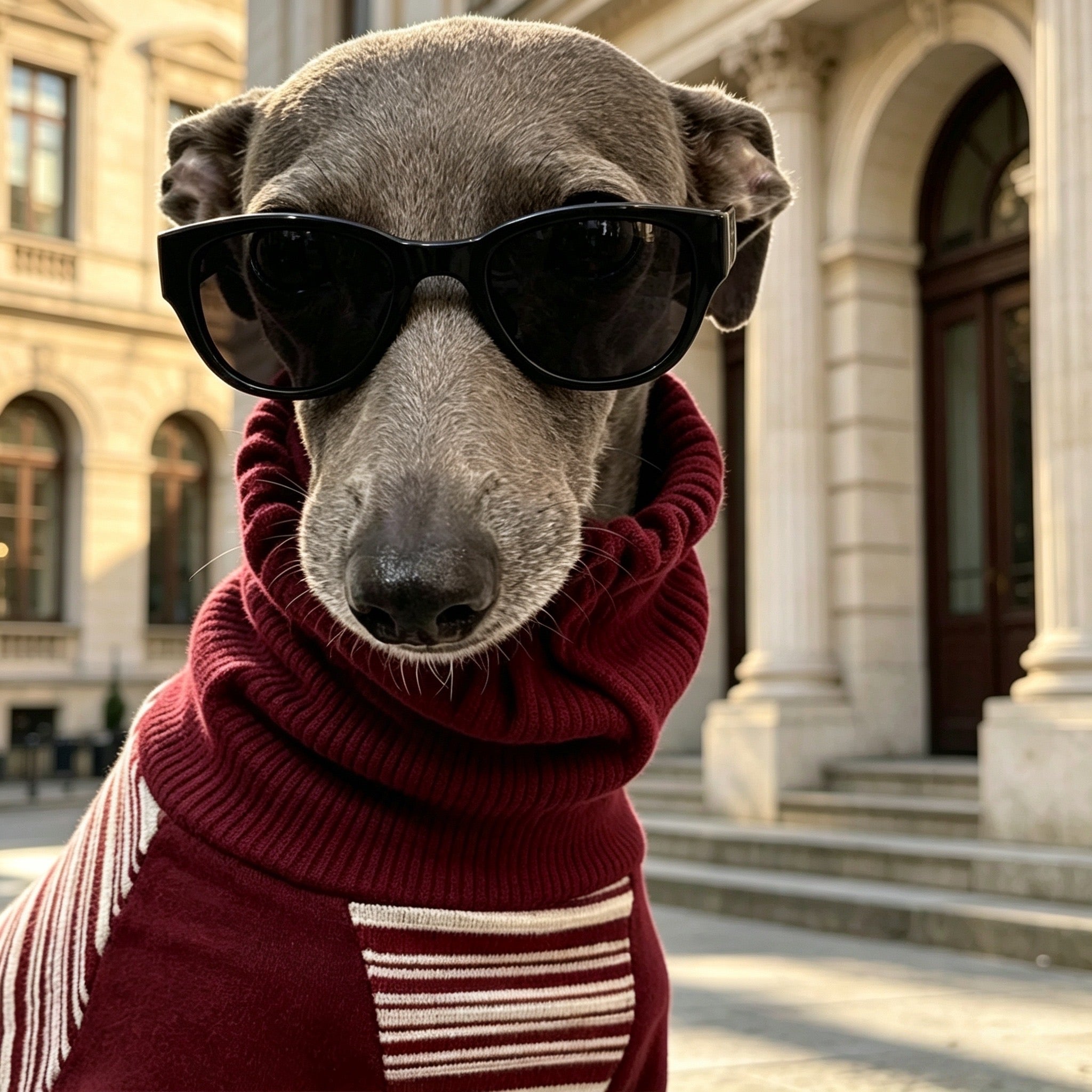 Muttu Greyhound Turtleneck Knit Sweater - Knit Turtleneck Dog Sweater Close Up