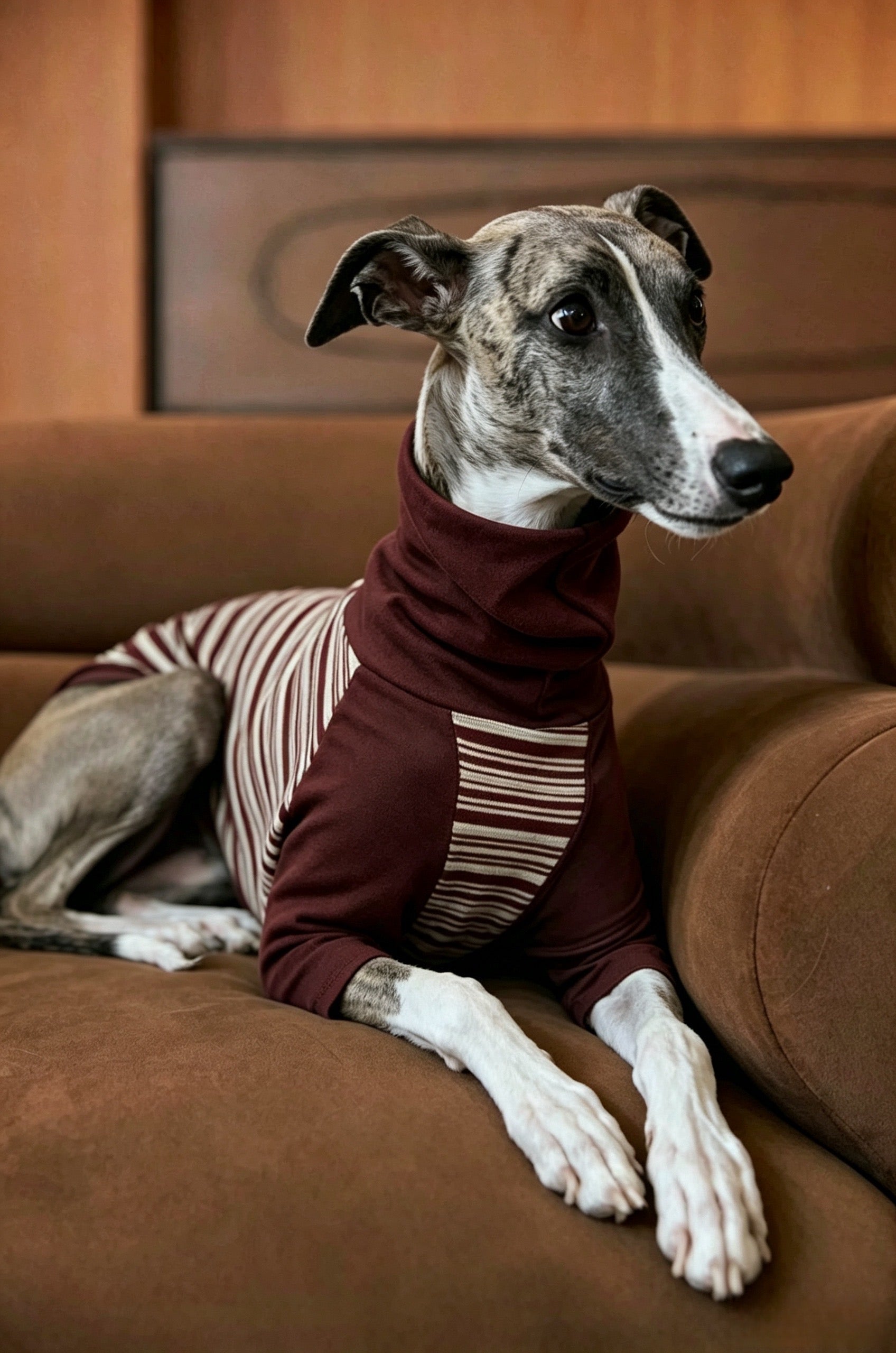 Muttu Greyhound Turtleneck Knit Sweater - Black Knit Sweater for Greyhounds Front View