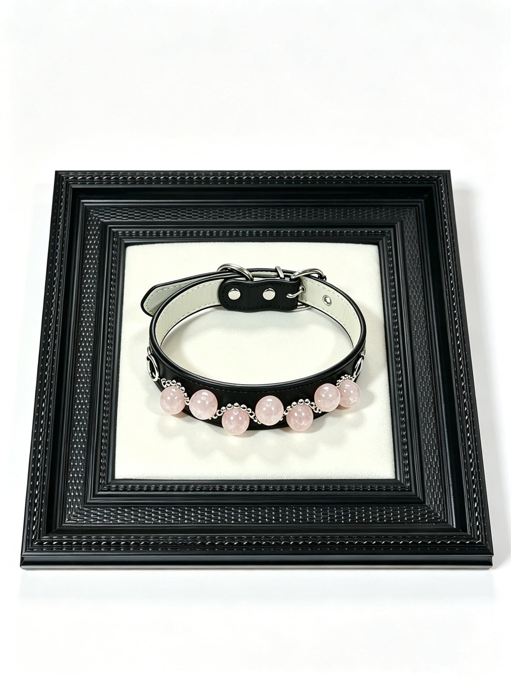 Crystal Charm Pet Collar – Handmade Natural Crystal and Amazonite Strawberry Pink Collar for Cats and Dogs