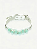 Muttu handcrafted crystal pet collar with natural Amazonite – adjustable fit for cats and dogs