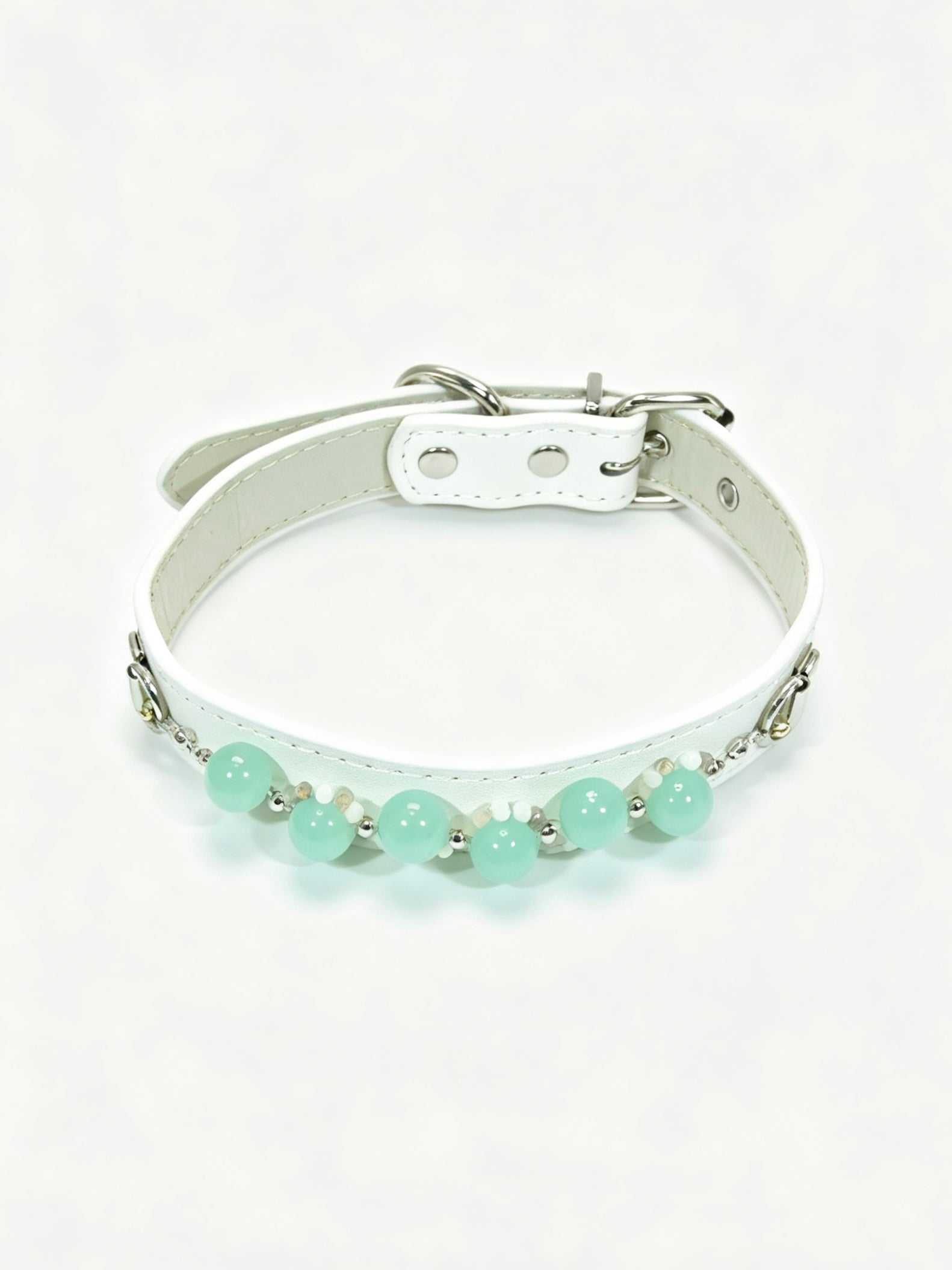 Crystal Charm Pet Collar – Handmade Natural Crystal and Amazonite Collar for Cats and Dogs