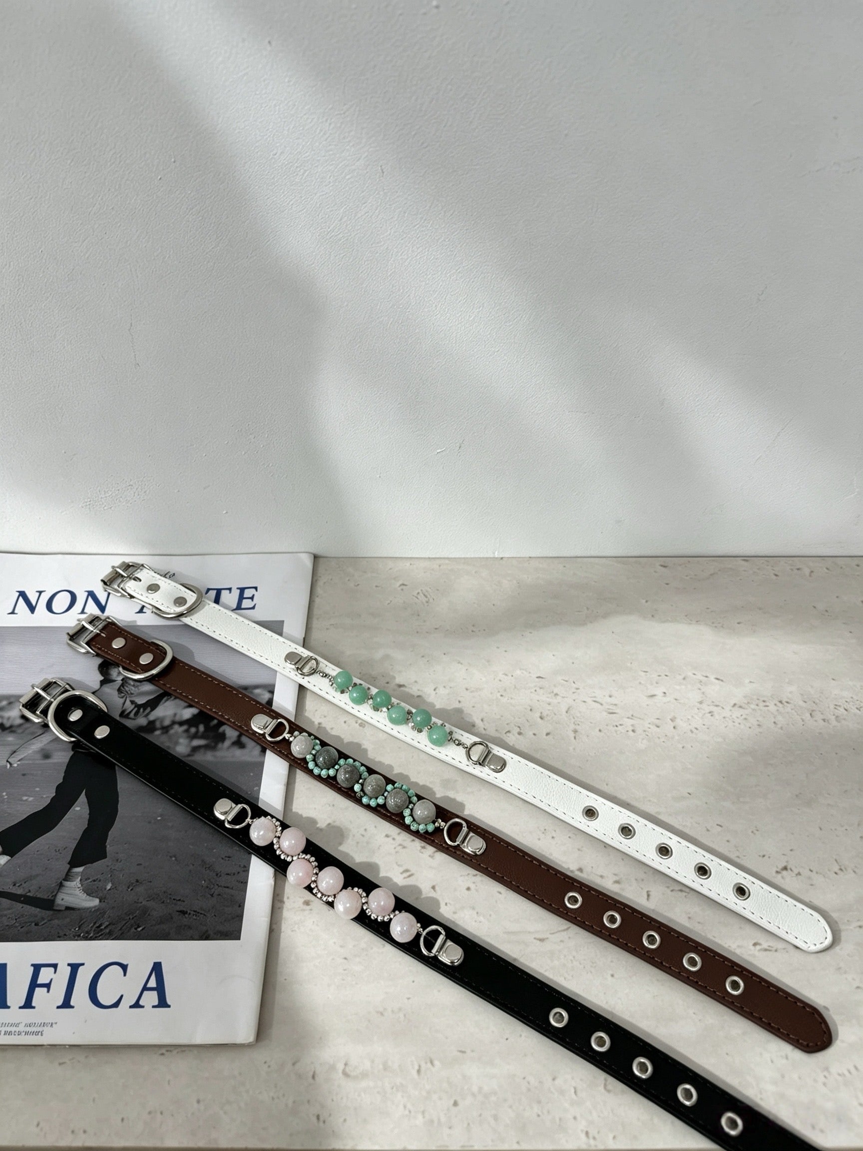 Crystal Charm Pet Collar – Handmade Natural Crystal and Amazonite Collar for Cats and Dogs
