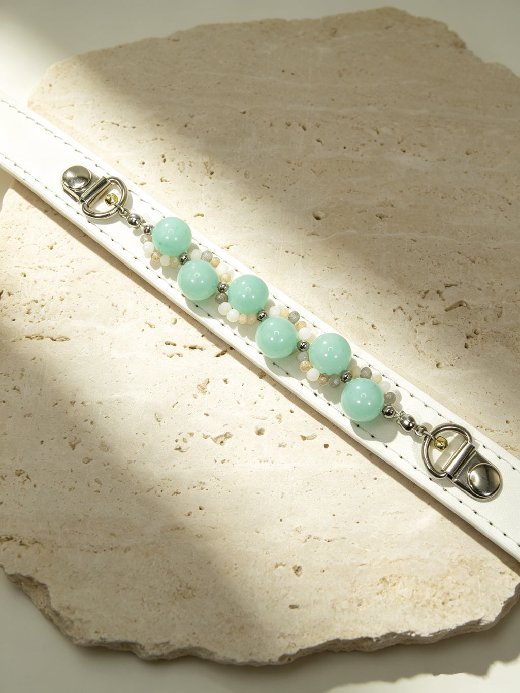 Crystal Charm Pet Collar – Handmade Natural Crystal and Amazonite Collar for Cats and Dogs