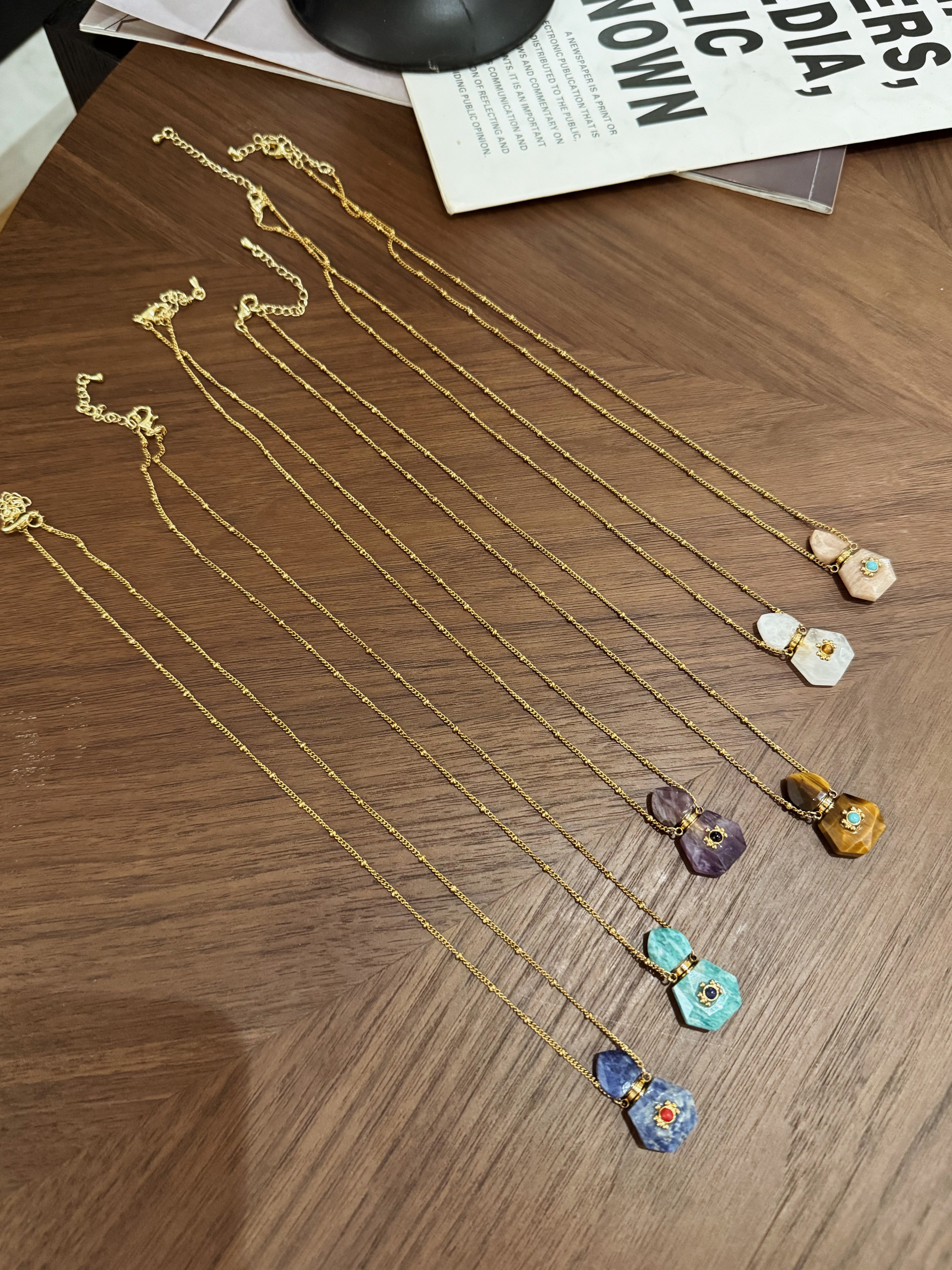 Lumina Crystal Perfume Bottle Necklace