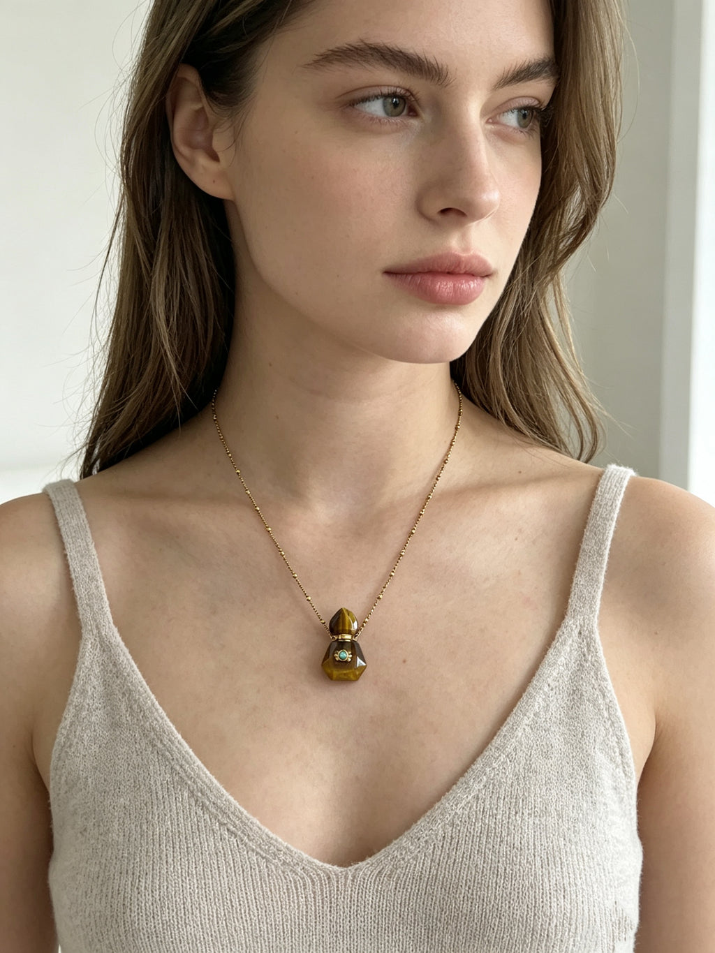 Lumina Crystal Perfume Bottle Necklace
