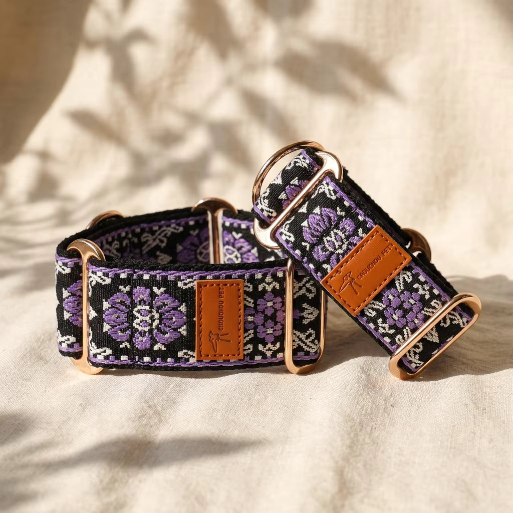 Muttu Bohemian Adjustable Pet Collar - Handmade Bohemian Pet Collar Close Up