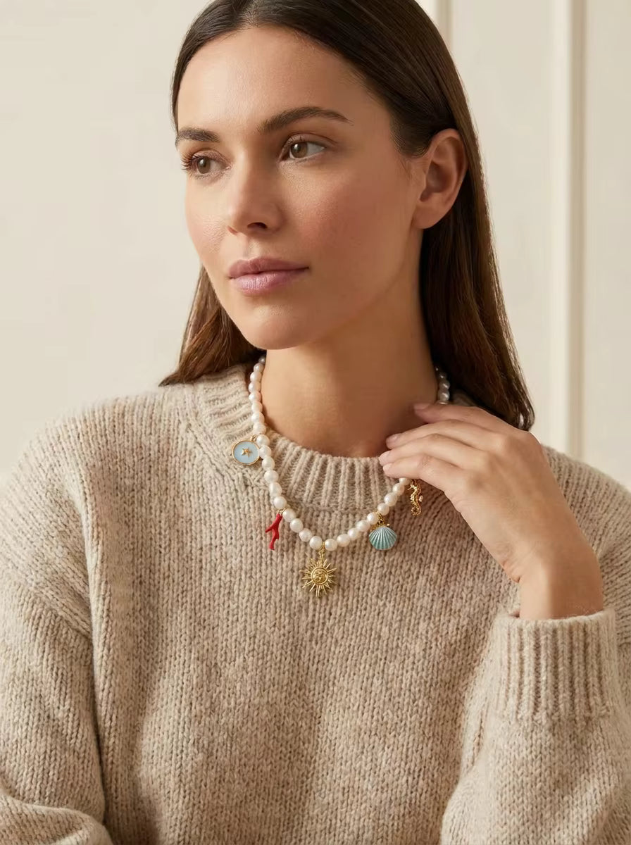Muttu Thalassa Necklace - Thalassa Crystal Dog Necklace Close Up