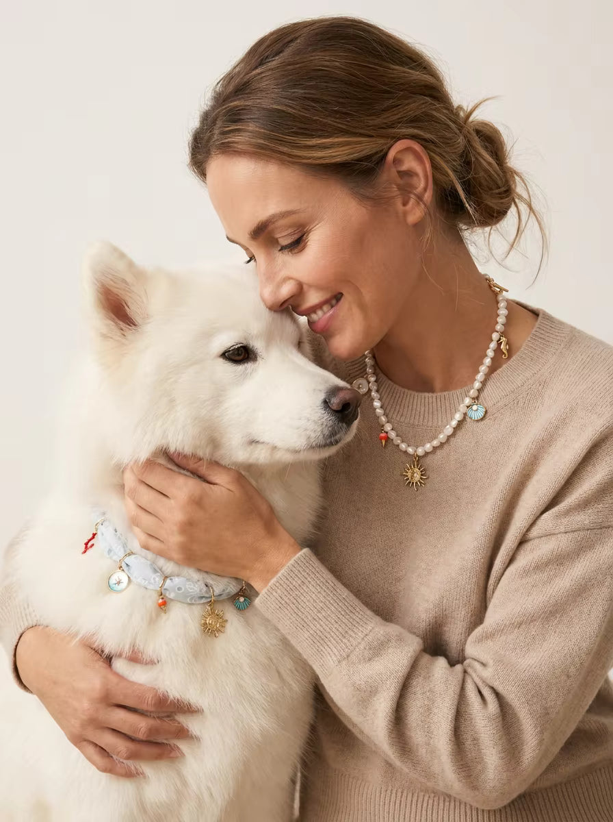 Muttu Thalassa Necklace - Dog Wearing Thalassa Crystal Necklace