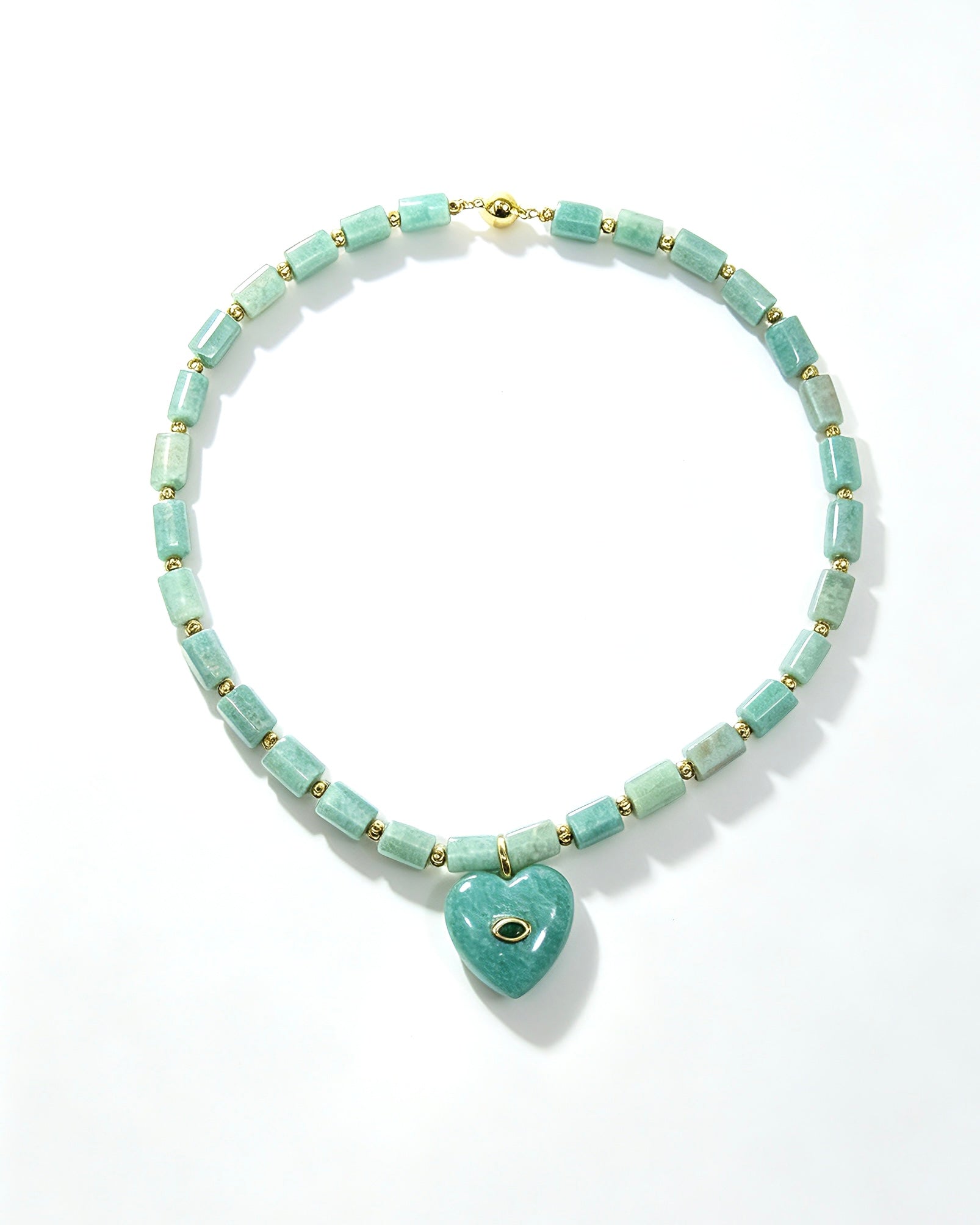 Muttu Amazonite Pet Crystal Necklace - Amazonite Crystal Pet Jewelry Close Up