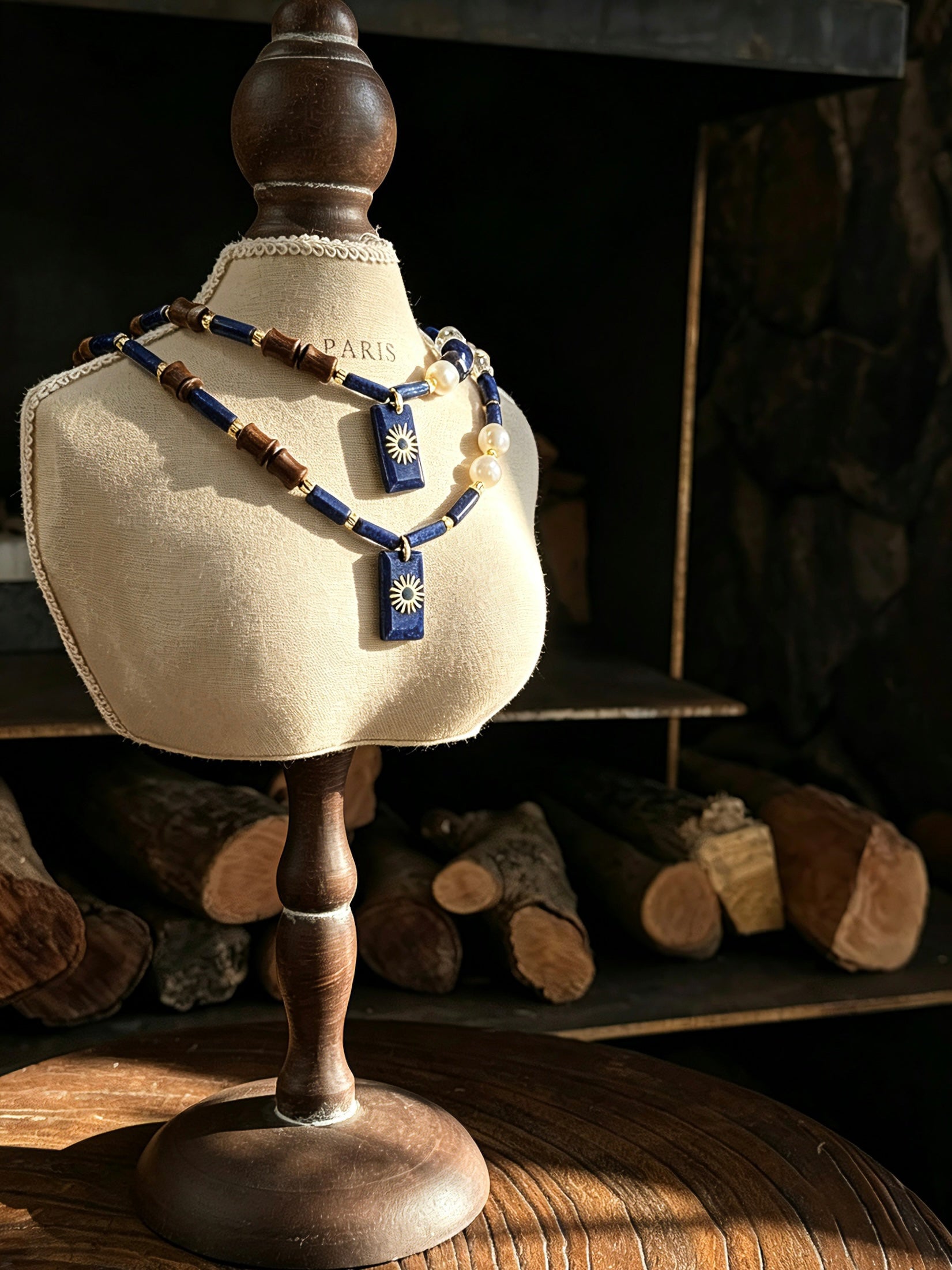 Muttu Nyx Pet Crystal Necklace - Dark Crystal Dog Necklace Front View