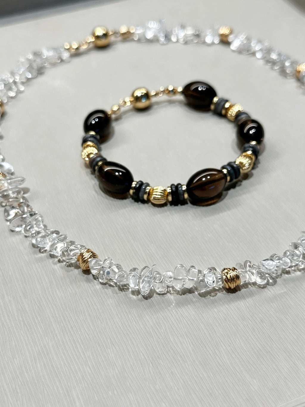 Clear Dusk | 2 in 1 Magnetic Crystal Necklace in Clear & Smoky Quartz