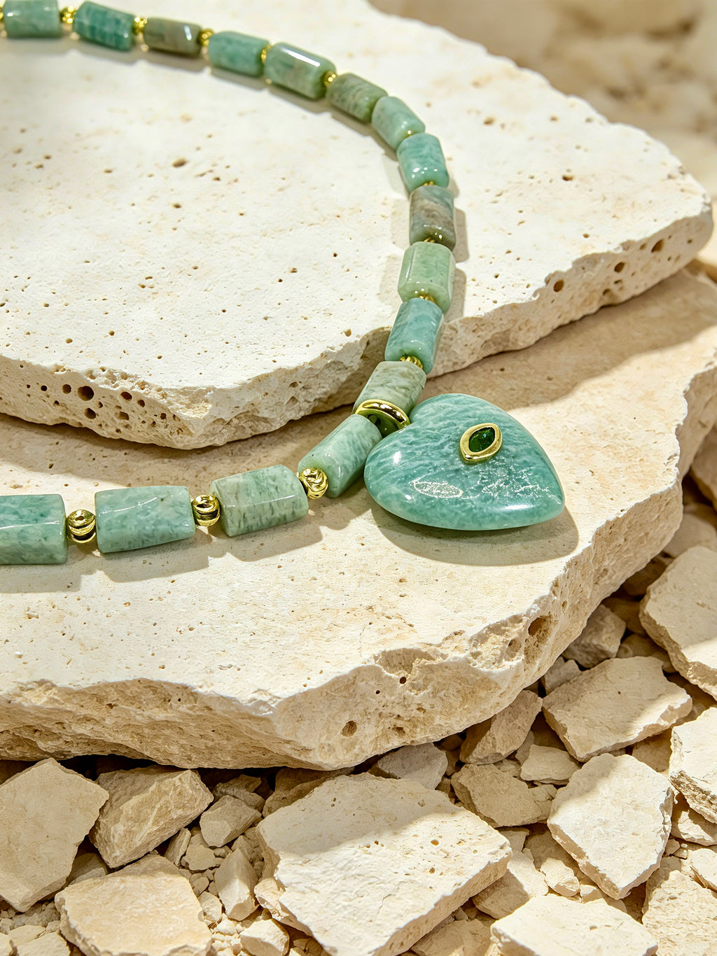 Muttu Amazonite Pet Crystal Necklace - Amazonite Crystal Pet Jewelry Close Up