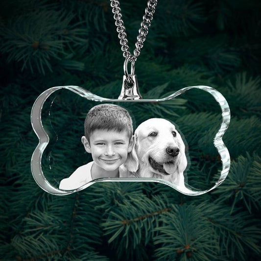 Eternal Glow: Custom 3D Laser Engraved Crystal Bone Pet Necklace