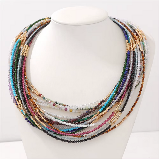 Artisan Facets: Delicate Gemstone Human Necklace