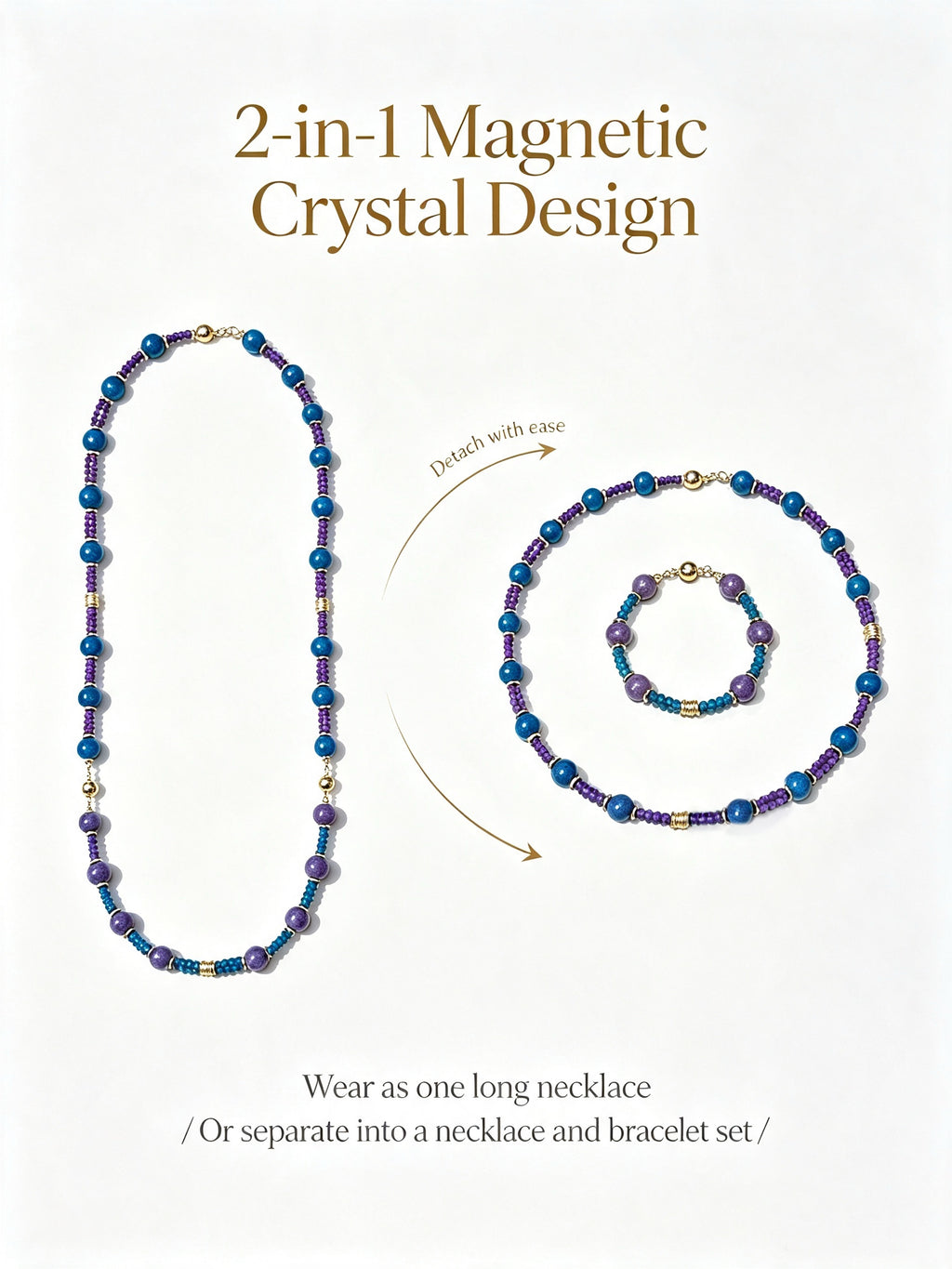 Violet Galaxy | 2 in 1 Magnetic Crystal Necklace in Apatite & Lepidolite