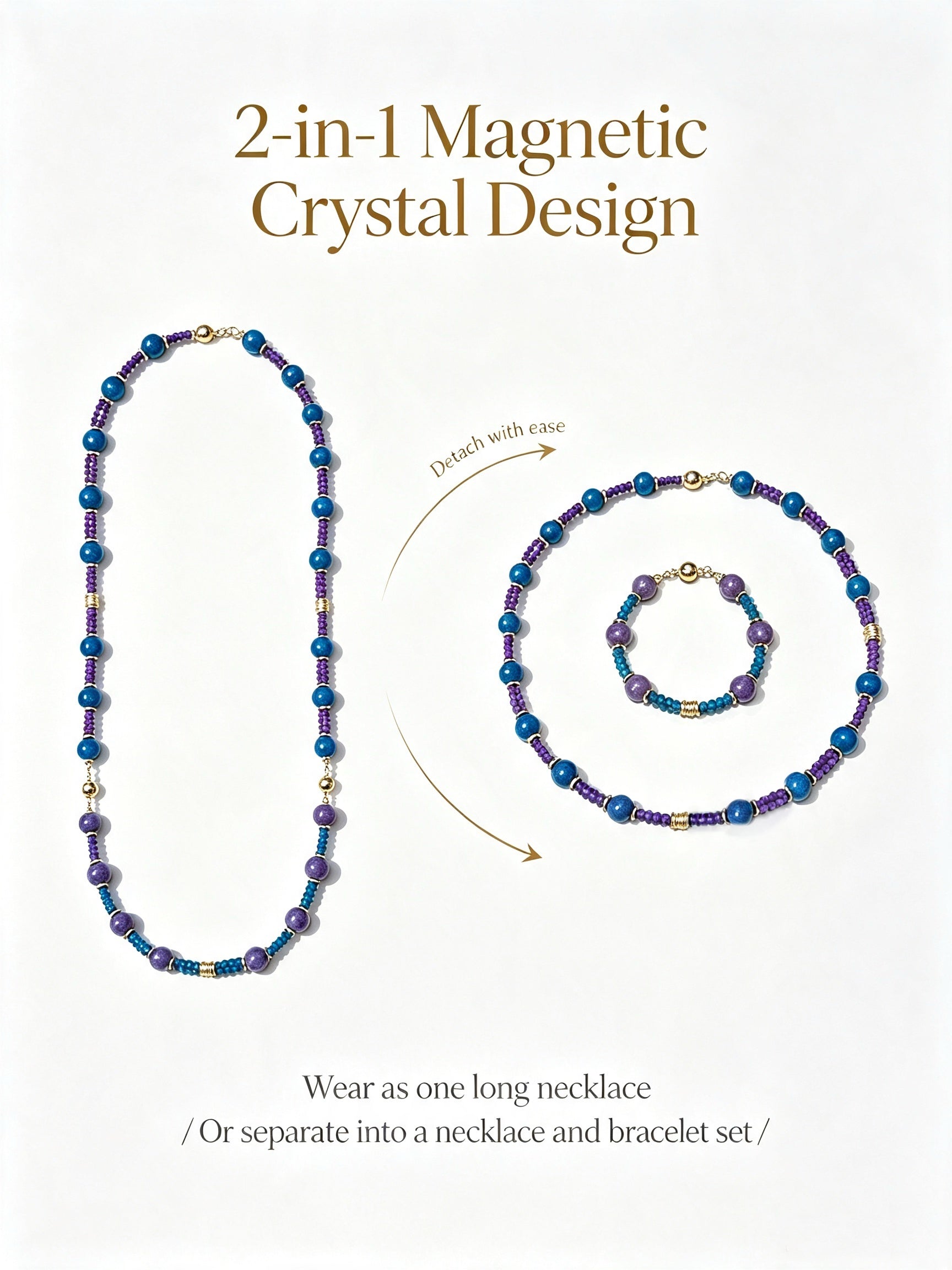Violet Galaxy | 2 in 1 Magnetic Crystal Necklace in Apatite & Lepidolite