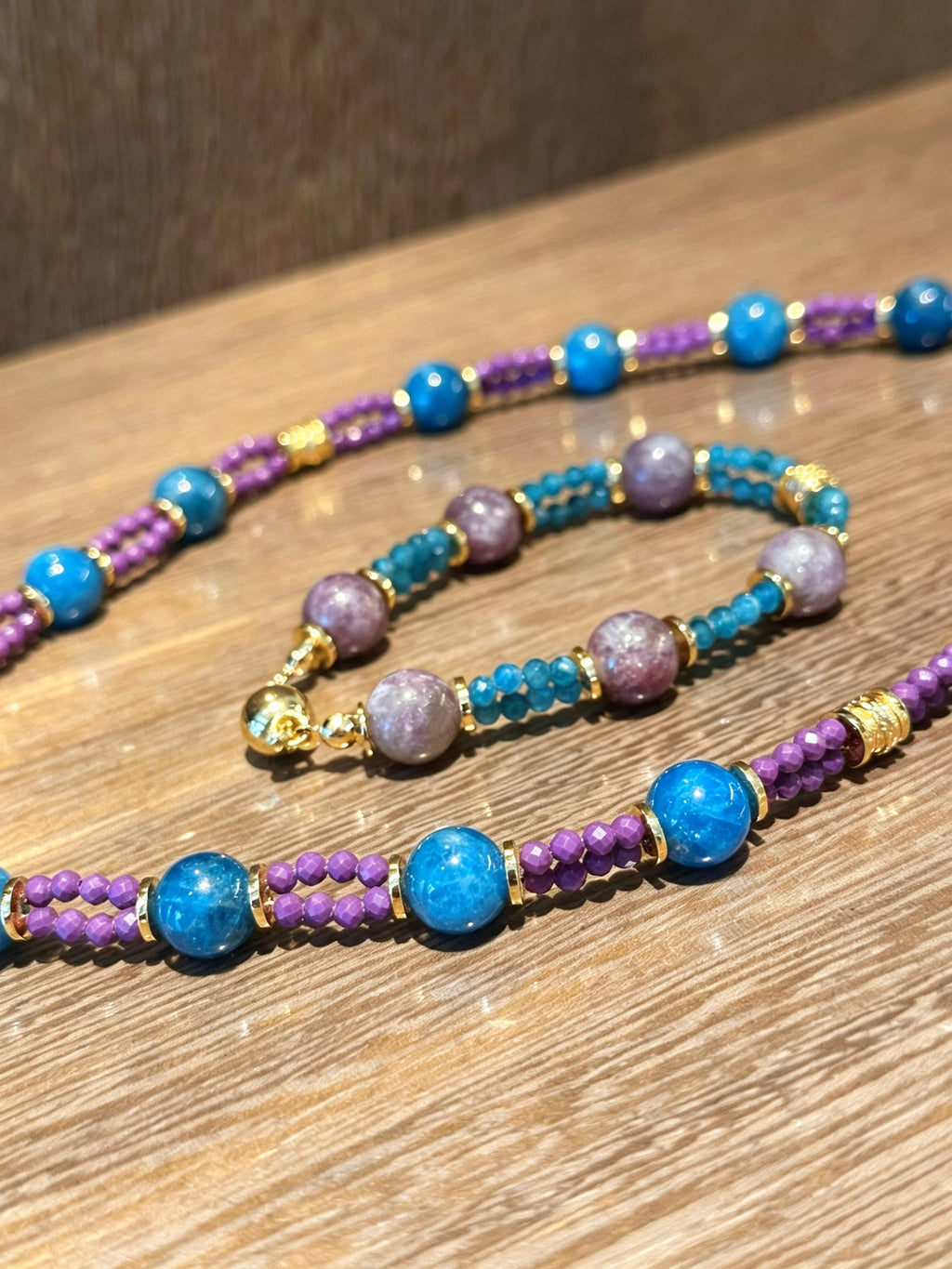 Violet Galaxy | 2 in 1 Magnetic Crystal Necklace in Apatite & Lepidolite