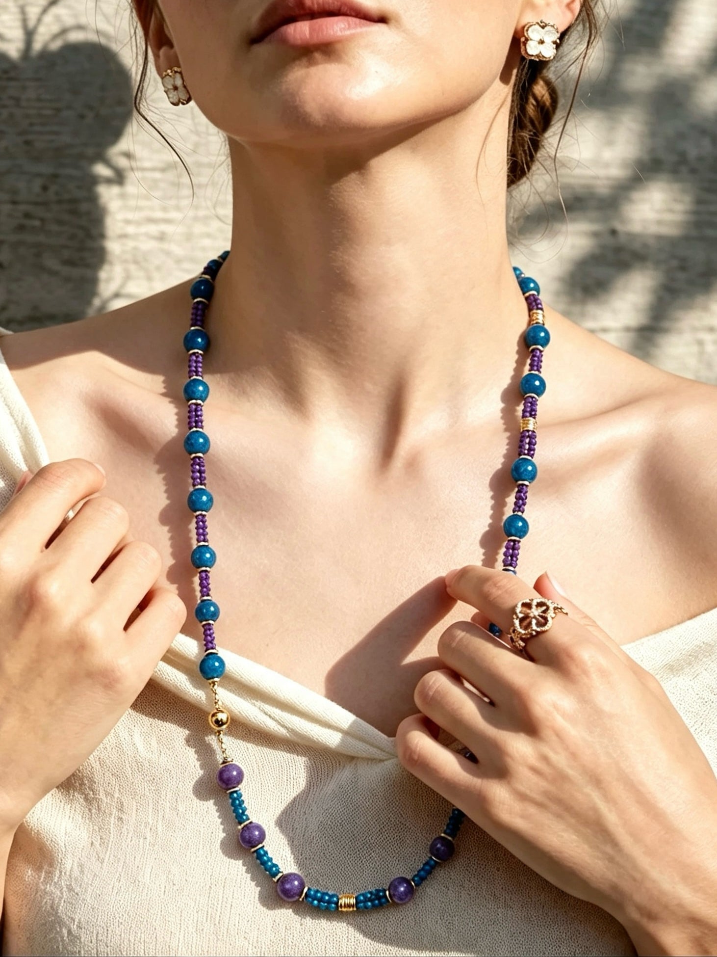 Violet Galaxy | 2 in 1 Magnetic Crystal Necklace in Apatite & Lepidolite