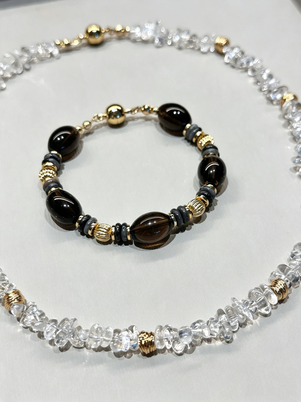 Clear Dusk | 2 in 1 Magnetic Crystal Necklace in Clear & Smoky Quartz