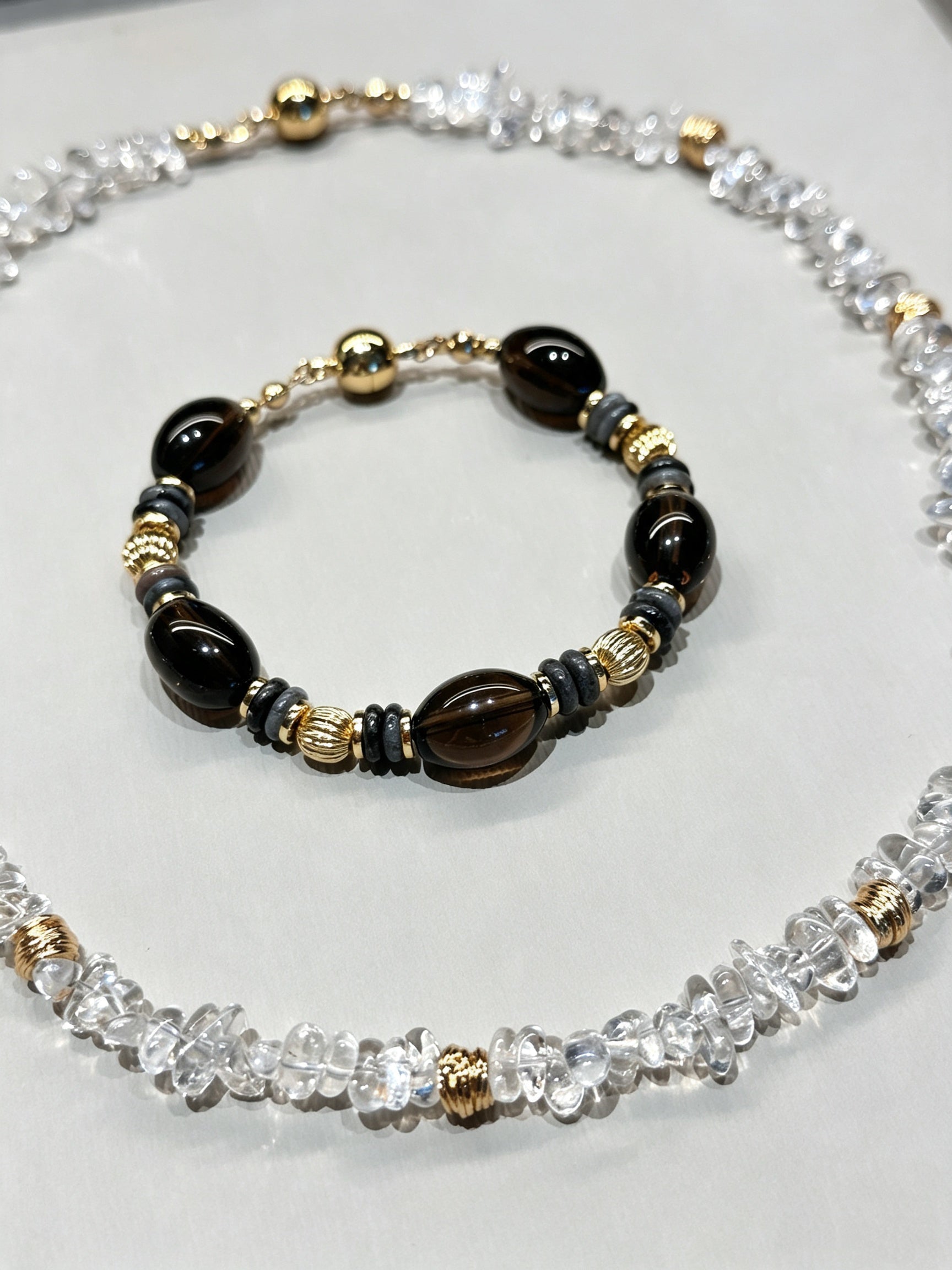 Clear Dusk | 2 in 1 Magnetic Crystal Necklace in Clear & Smoky Quartz