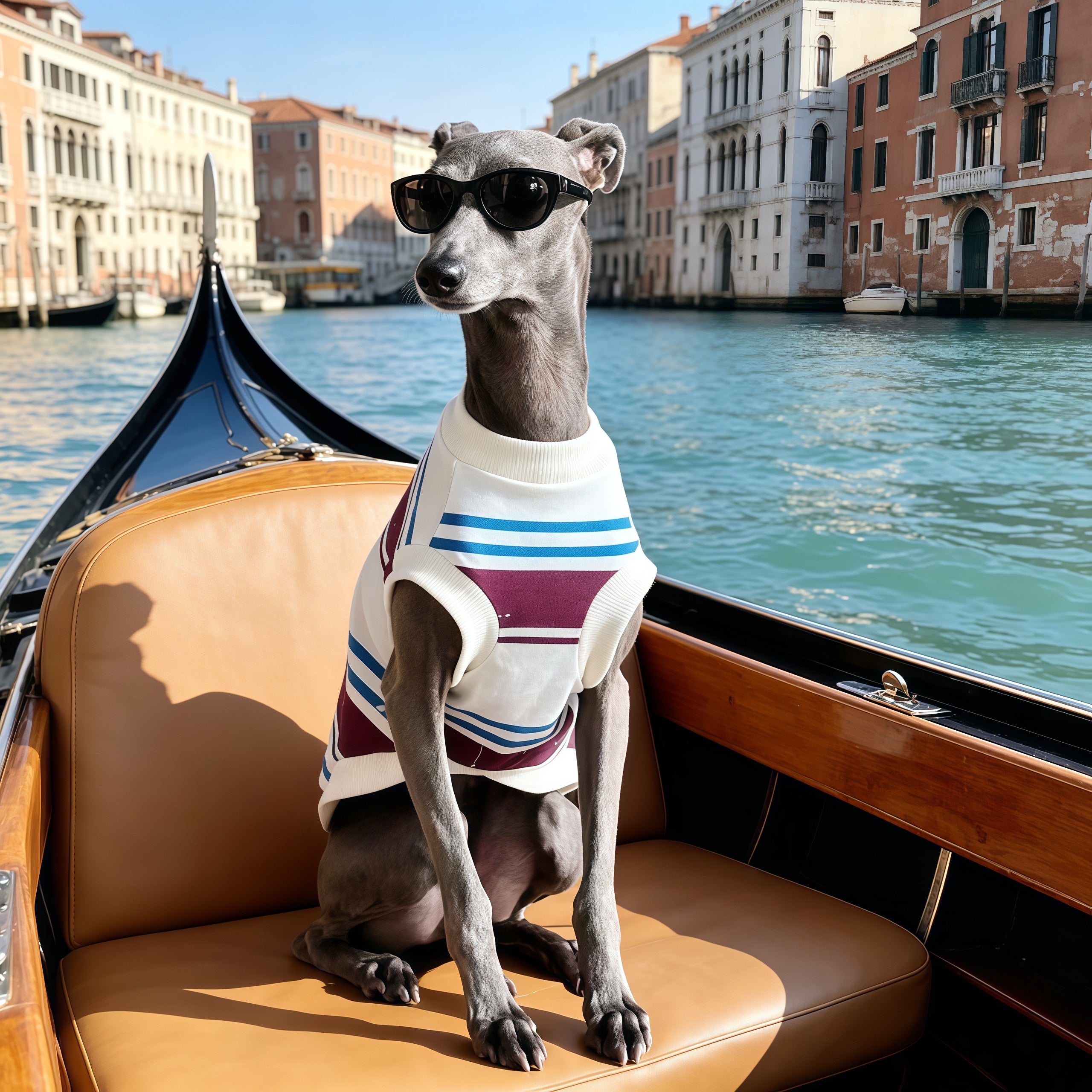 Muttu Striped Pet Dog Sweater - Striped Knit Dog Sweater Front View