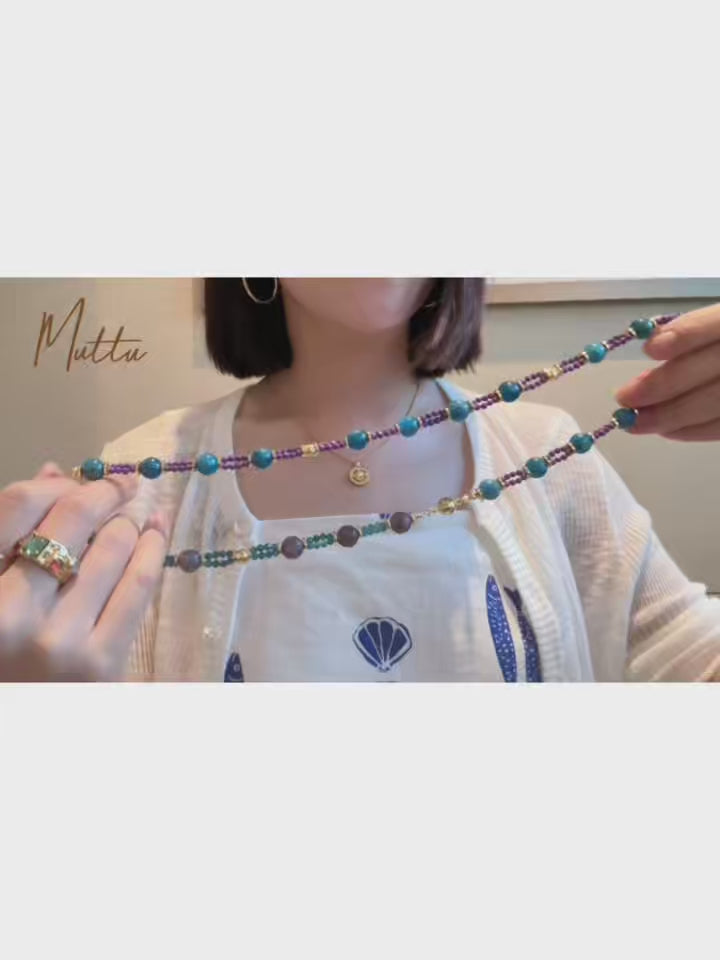 Violet Galaxy | 2 in 1 Magnetic Crystal Necklace in Apatite & Lepidolite